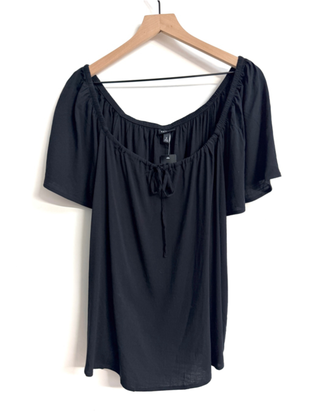 Women's Torrid Black Rayon Slub Flutter Sleeve Blouse Size 0 Large